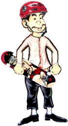 Pelao with his skateboard